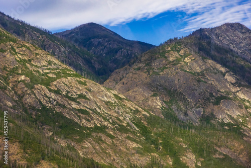 mountain range in Lake Chelan in Washington during summer.