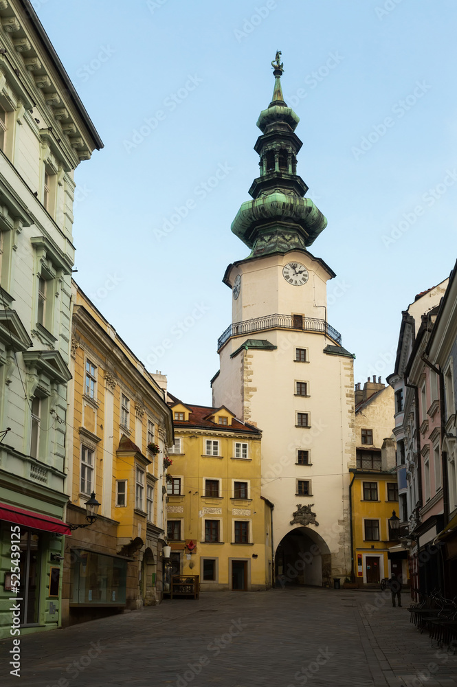 Fototapeta premium Historical center of Bratislava with Michael Gate in Slovakia.