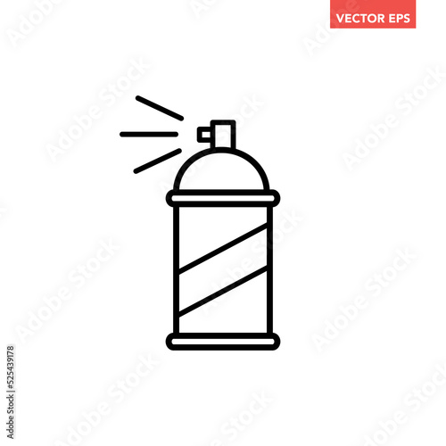 Black single spray can line icon, simple painting tool flat design pictogram, infographic vector for app logo web button ui ux interface elements isolated on white background