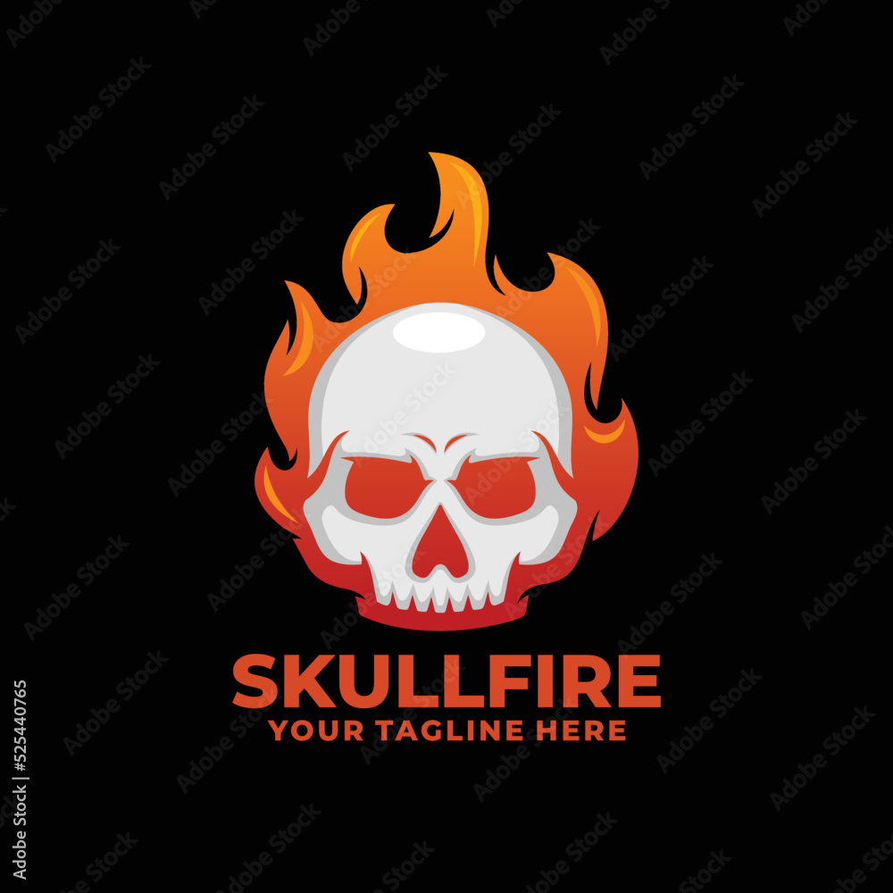 Skull fire logo design vector Skull fire logo design vector