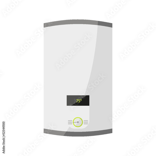 Electric gas boiler water heater with display indicator flat. Hot water tank boiling temperature bathroom electronic appliance smart home plumbing interior comfort display heating control panel