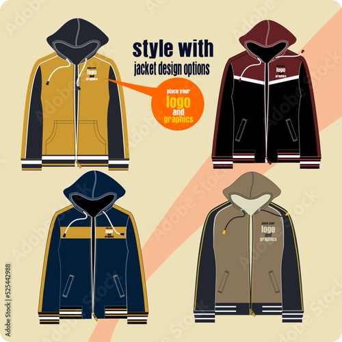 design sketch illustration jackets vector, illustration of clothes, Fashion design sketch illustration jackets Template Vector.