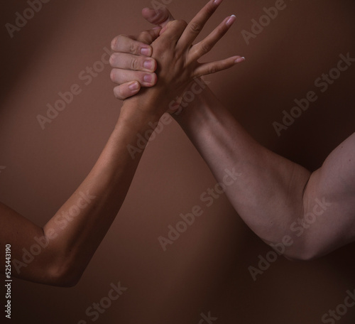 Strong hands. Man and woman hand. Hands. Couple in love. Fit. Gesture. Finger. Concept. 