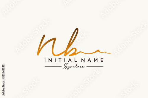 Initial NB signature logo template vector. Hand drawn Calligraphy lettering Vector illustration.