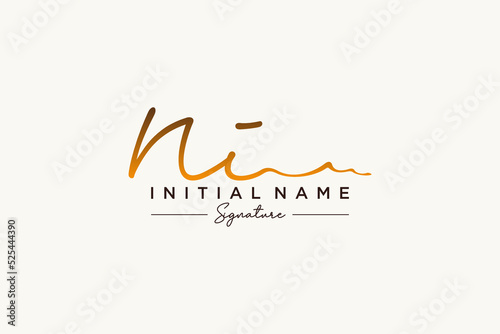 Initial NI signature logo template vector. Hand drawn Calligraphy lettering Vector illustration.