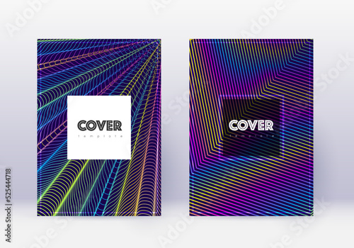 Hipster cover design template set. Rainbow abstrac