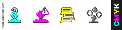 Set Human with question mark, Finding problem in psychology, Online psychological counseling and Schizophrenia icon. Vector