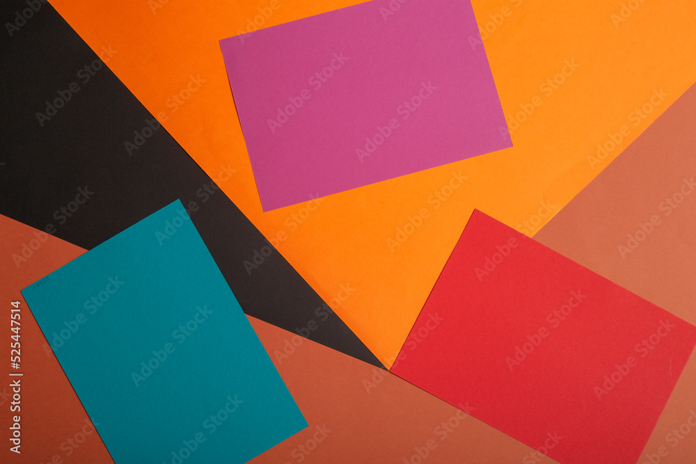 Abstract background of sheets of colored paper, for decoration, for text design, for template