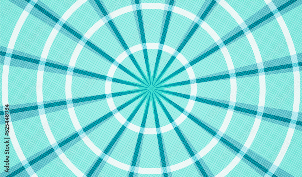 abstract blue background with circles and rays for comic or others