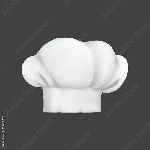 Realistic chef hat, cook cap and baker toque. 3d white chef hat. Restaurant kitchen chef toque, bakery or cafe 3d vector baker hat, culinary and cuisine master uniform clothing