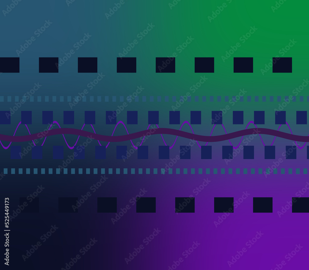 Abstract neon gradient wavy line pattern background image.