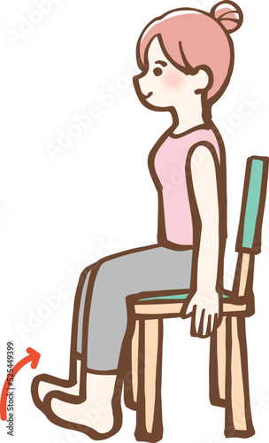 椅子でエクササイズをする女性　イラスト