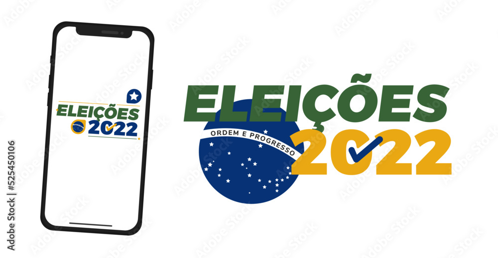 Naklejka premium Mobile phone with the logo of presidential elections in Brazil in 2022.