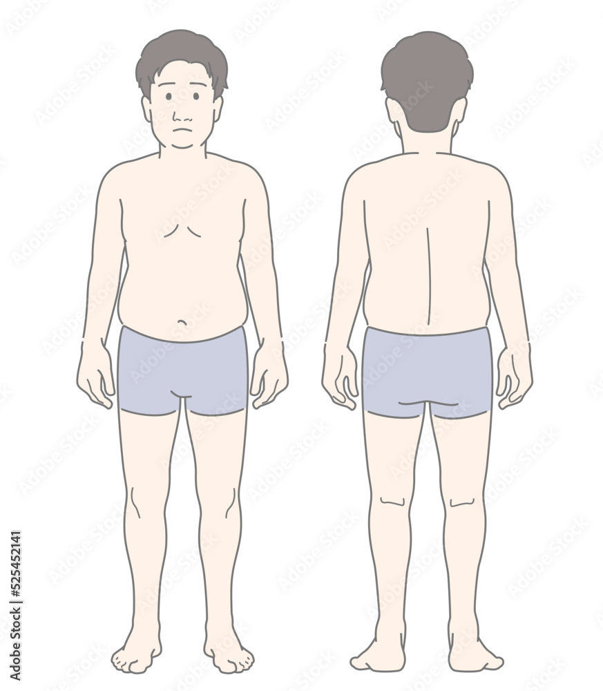 男性 ぽっちゃり・太め 体型 ボディライン 全身・前後 パンツ着用 男性 ぽっちゃり・太め 体型 ボディライン 全身・前後 パンツ着用