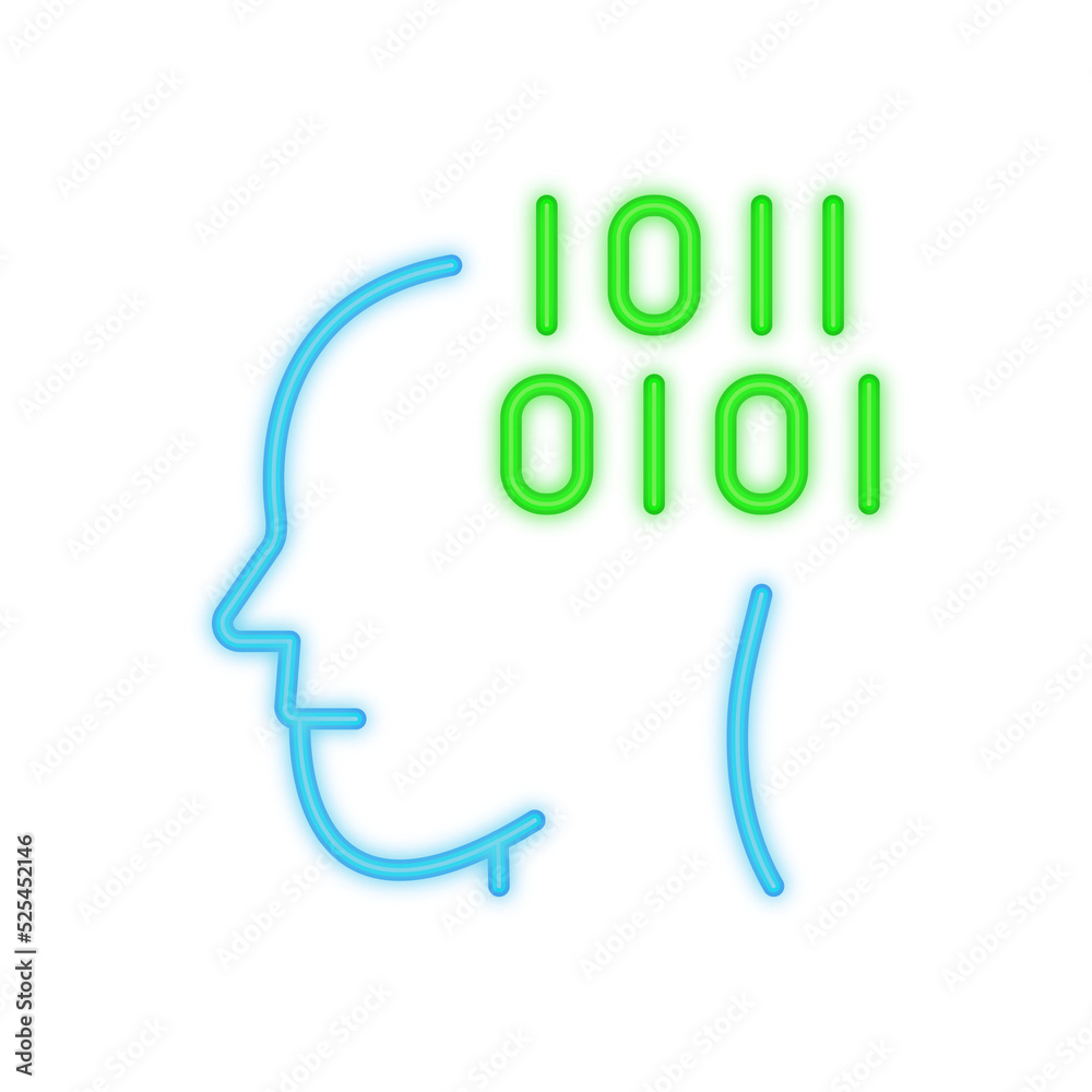 artificial intelligence neon icon artificial intelligence neon icon