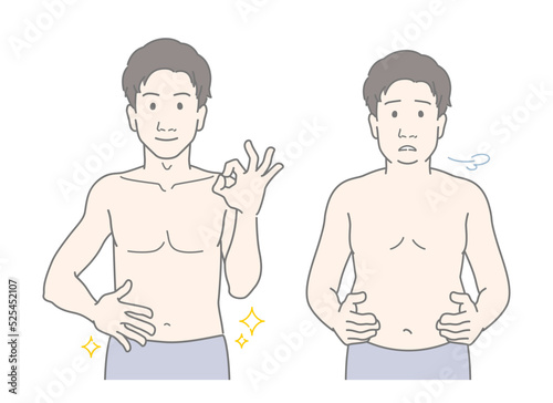 男性　体型　ボディライン　メタボ　健康　ビフォーアフター