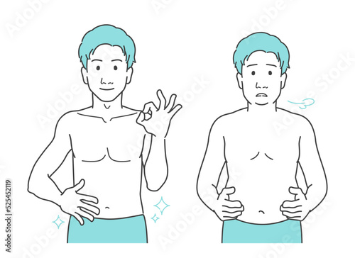 男性　体型　ボディライン　メタボ　健康　ビフォーアフター