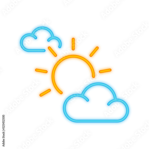 sun cloud neon icon