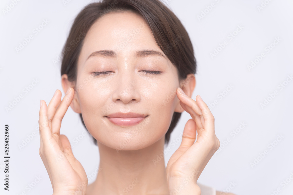 Skin care. Woman with beauty face touching healthy facial skin portrait. Asian woman. Skin care. Woman with beauty face touching healthy facial skin portrait. Asian woman.