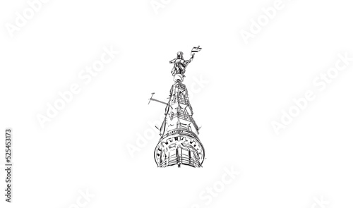 Building view with landmark Novara is the 
city in Italy. Hand drawn sketch illustration in vector.