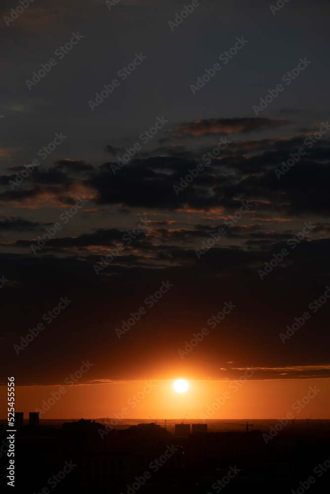 Orange sky at sunset after rain in Kazakhstan. High quality photo Orange sky at sunset after rain in Kazakhstan. High quality photo