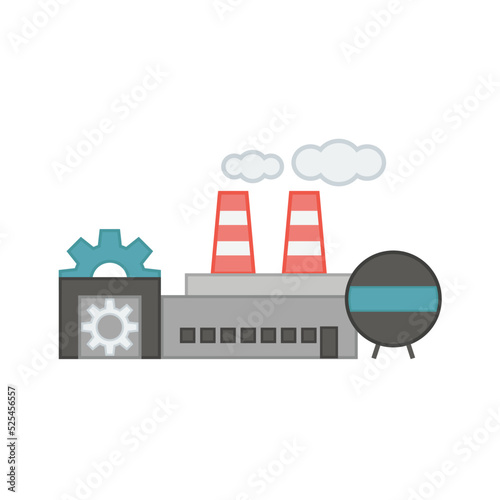 Factory industrial building icon. Air pollution concept