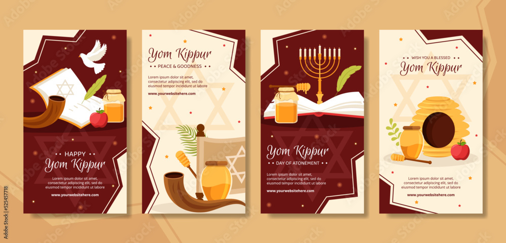 Yom Kippur Day Celebration Social Media Stories Template Hand Drawn ...