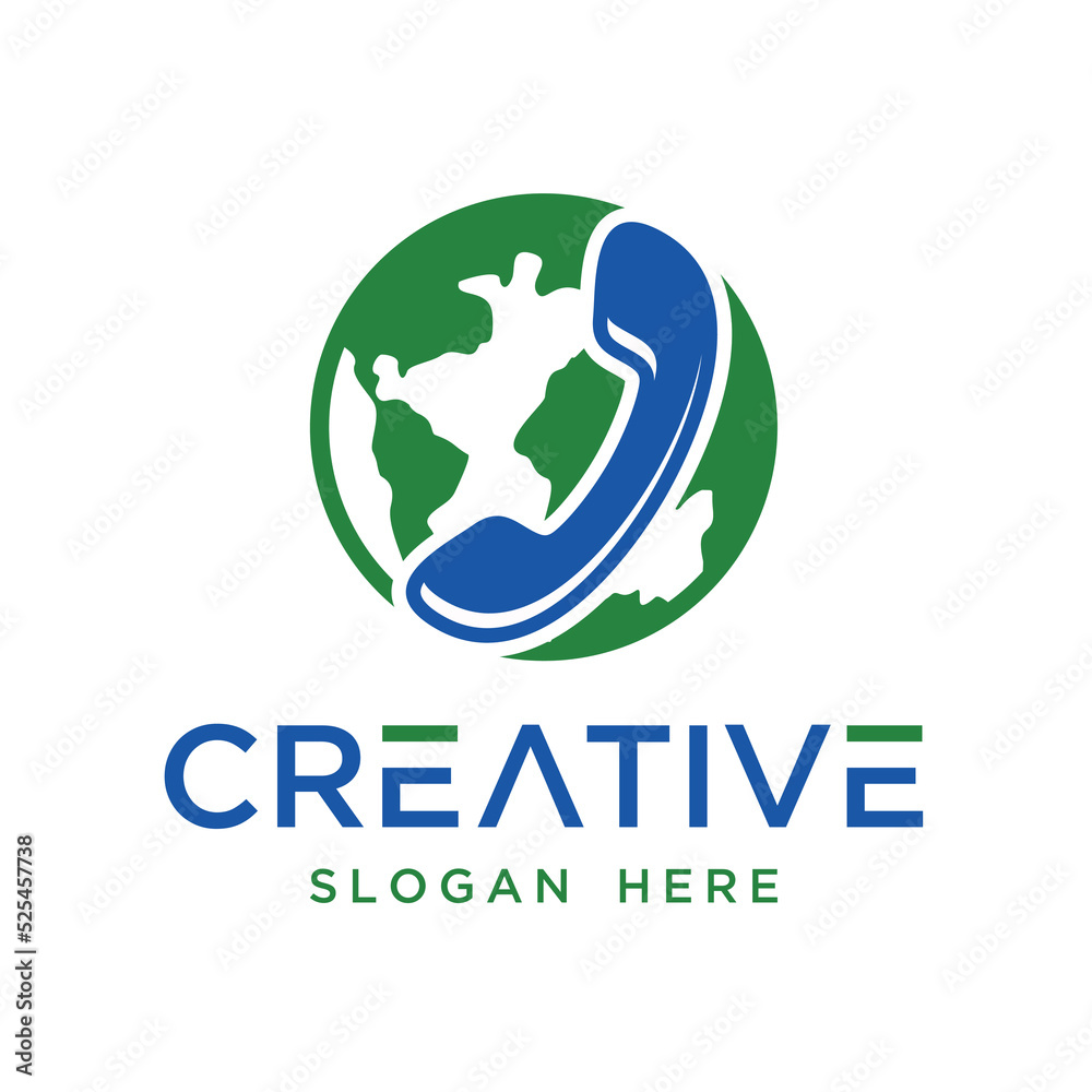 Vector graphic of phone combined with world logo design template Vector graphic of phone combined with world logo design template