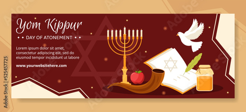 Yom Kippur Day Celebration Cover Template Hand Drawn Cartoon Flat Illustration