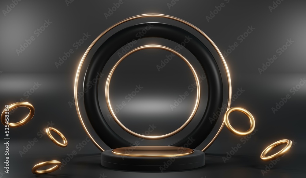3D rendering of blank product background for cream cosmetics Modern black podium background 3D rendering of blank product background for cream cosmetics Modern black podium background