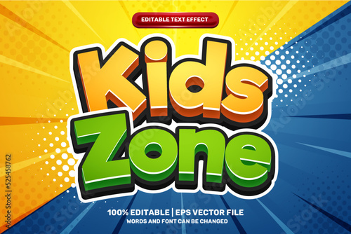 Kids Zone Comic Style Bold 3D Editable text Effect Style