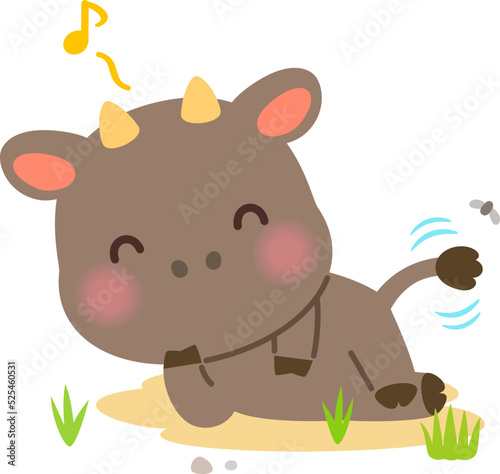 ごろ寝する牛のキャラクター
