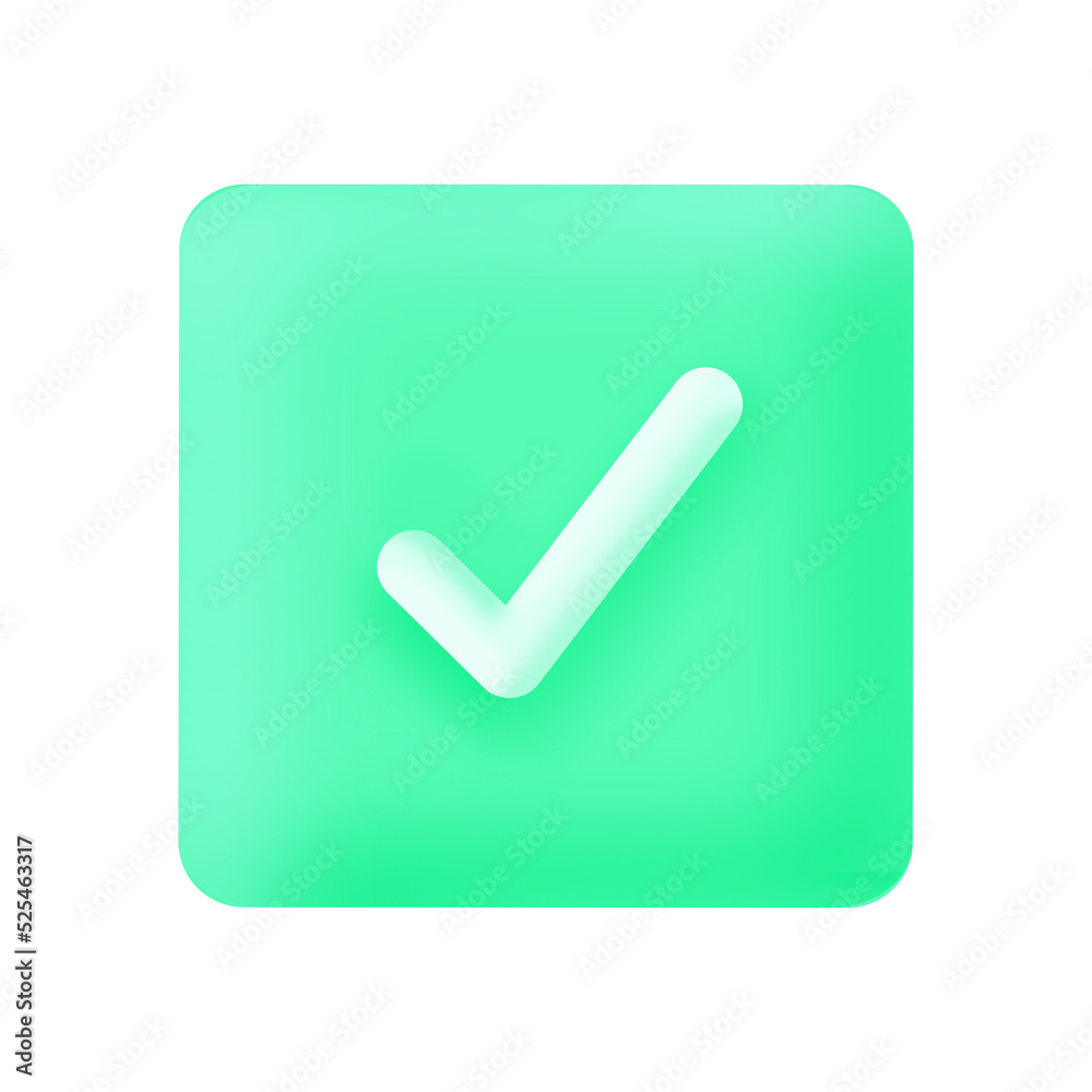 Check Mark 3D Icon Button Green Success Illustration Simple Element with Transparent Background Check Mark 3D Icon Button Green Success Illustration Simple Element with Transparent Background