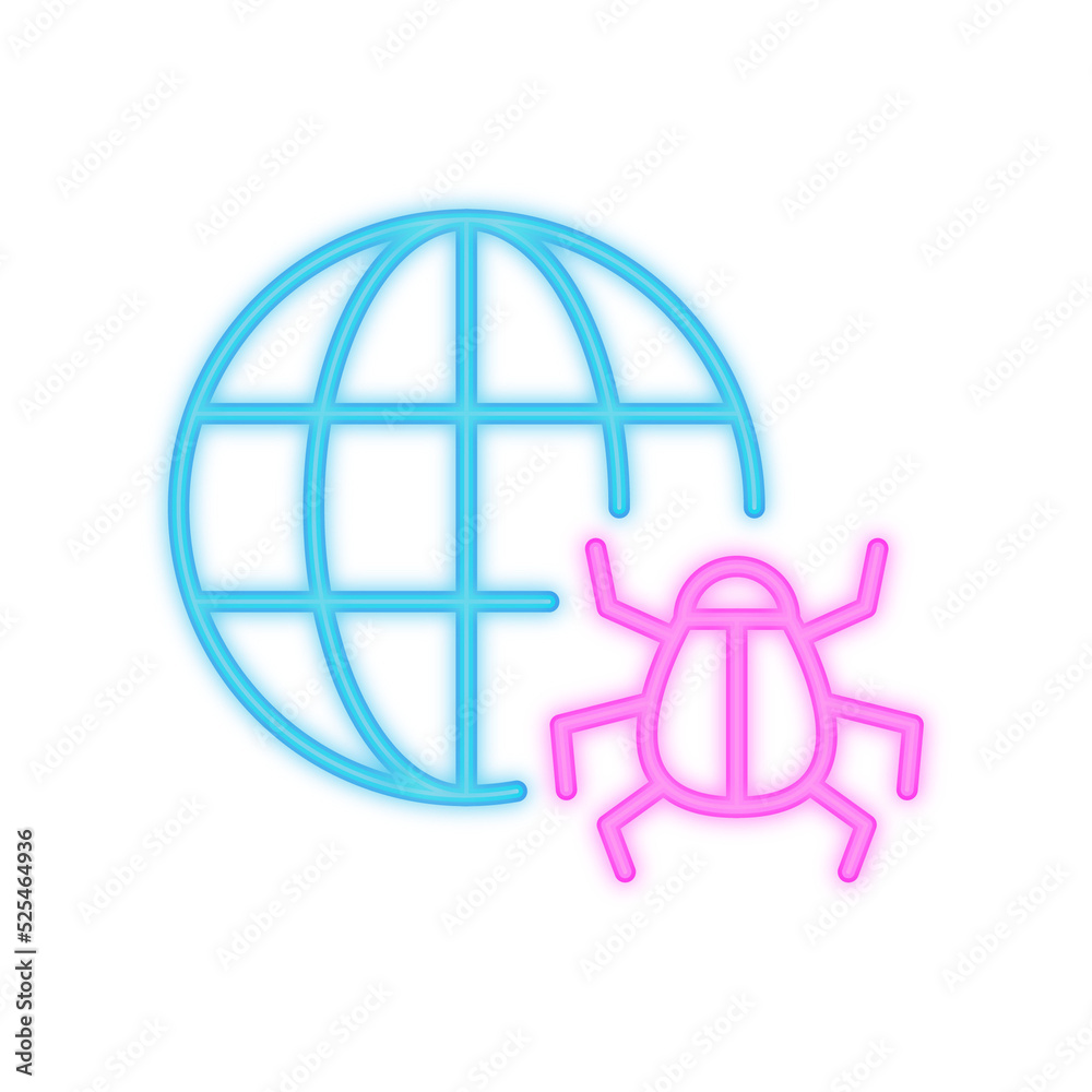 Obraz premium computer bug neon icon