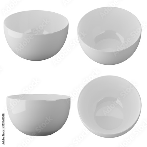 set of white bolw isolated on alpha background 3D Render