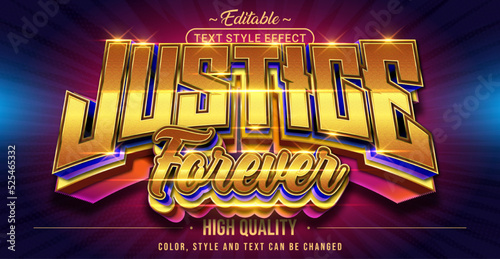 Editable text style effect - Justice Forever text style theme.