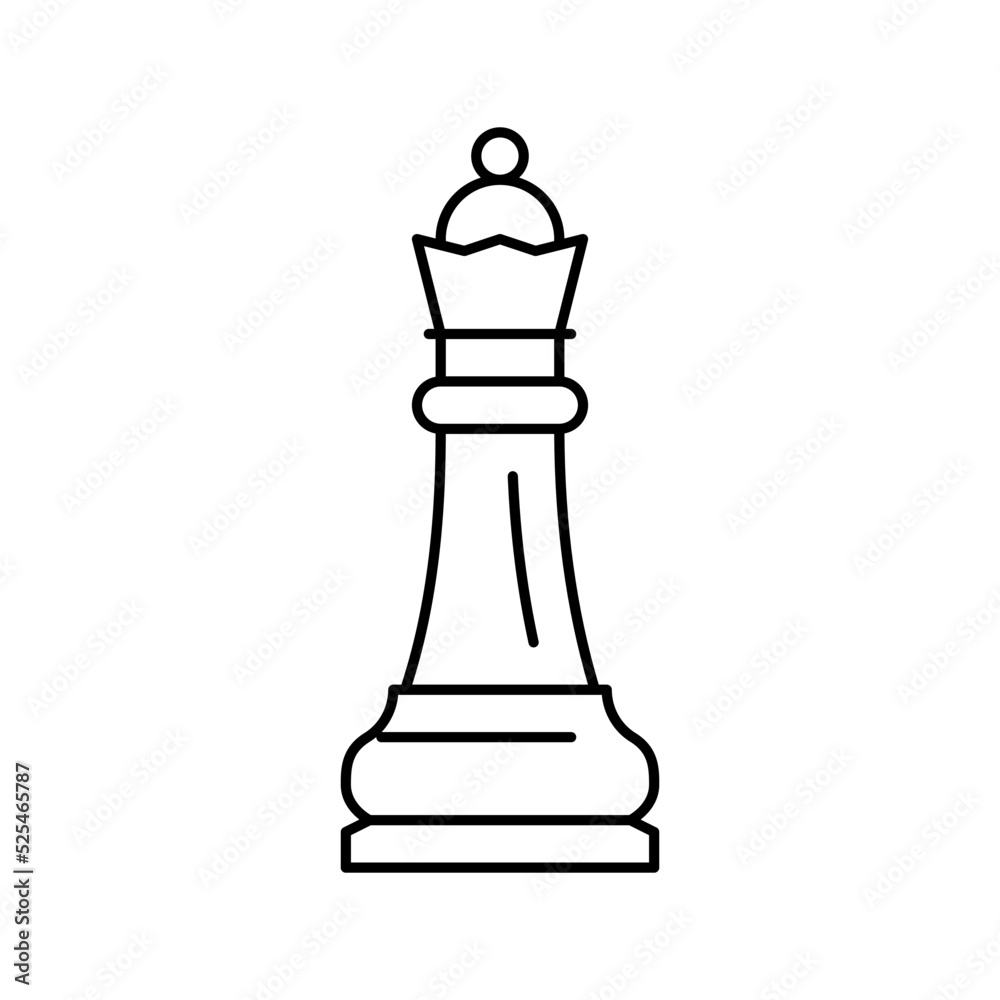 queen chess line icon vector illustration