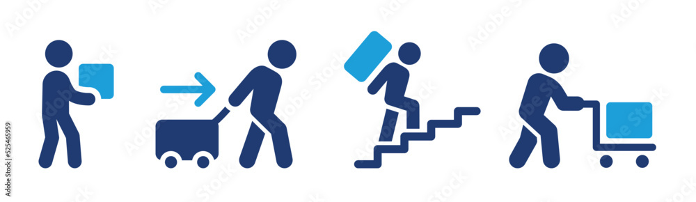 Man carrying box icon set. Courier symbol vector illustration. Man carrying box icon set. Courier symbol vector illustration.