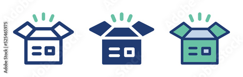 Unpack icon set. Open box symbol vector illustration.
