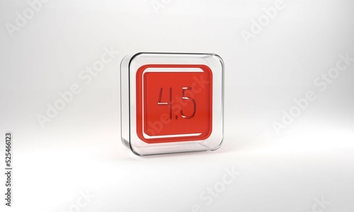 Red Film or movie cinematography rating or review icon isolated on grey background. Glass square button. 3d illustration 3D render