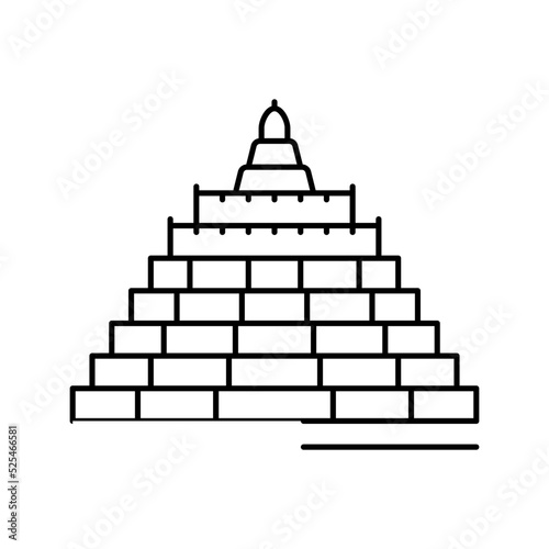 borobudur asian building line icon vector illustration