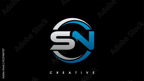 SN Letter Initial Logo Design Template Vector Illustration