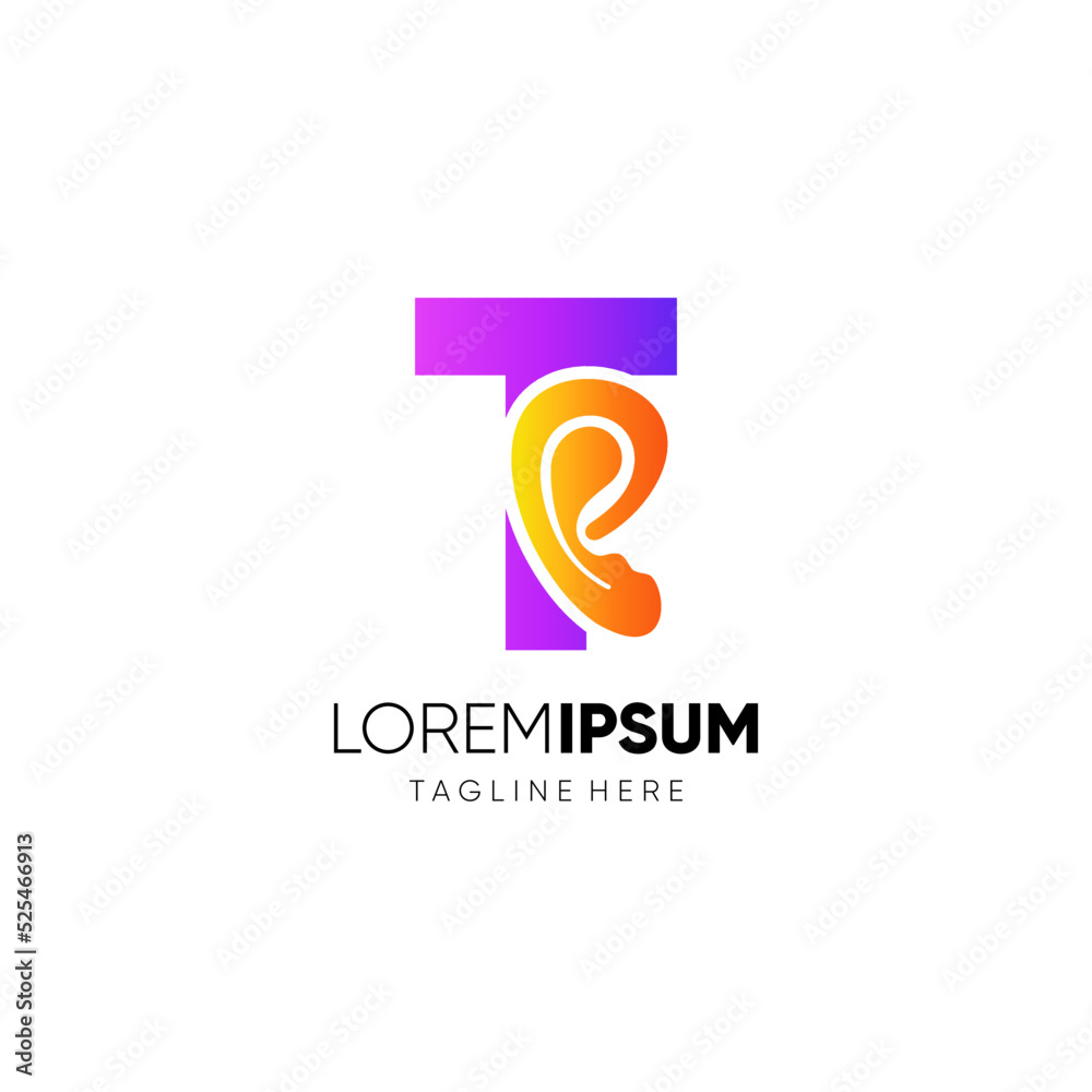 Letter T Human Ear Logo Design Vector Icon Graphic Emblem Illustration Letter T Human Ear Logo Design Vector Icon Graphic Emblem Illustration