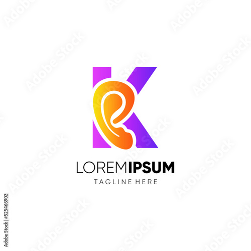 Free Download Letter K Human Ear Logo Design Vector Icon Graphic Emblem Illustration  - GFXLoad