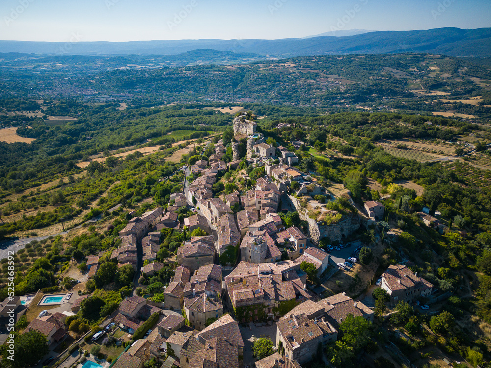 Aerial view of Saignon village in Provence, Vaucluse, France. High quality photo