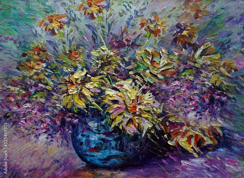  Art painting oil color flower in vase    