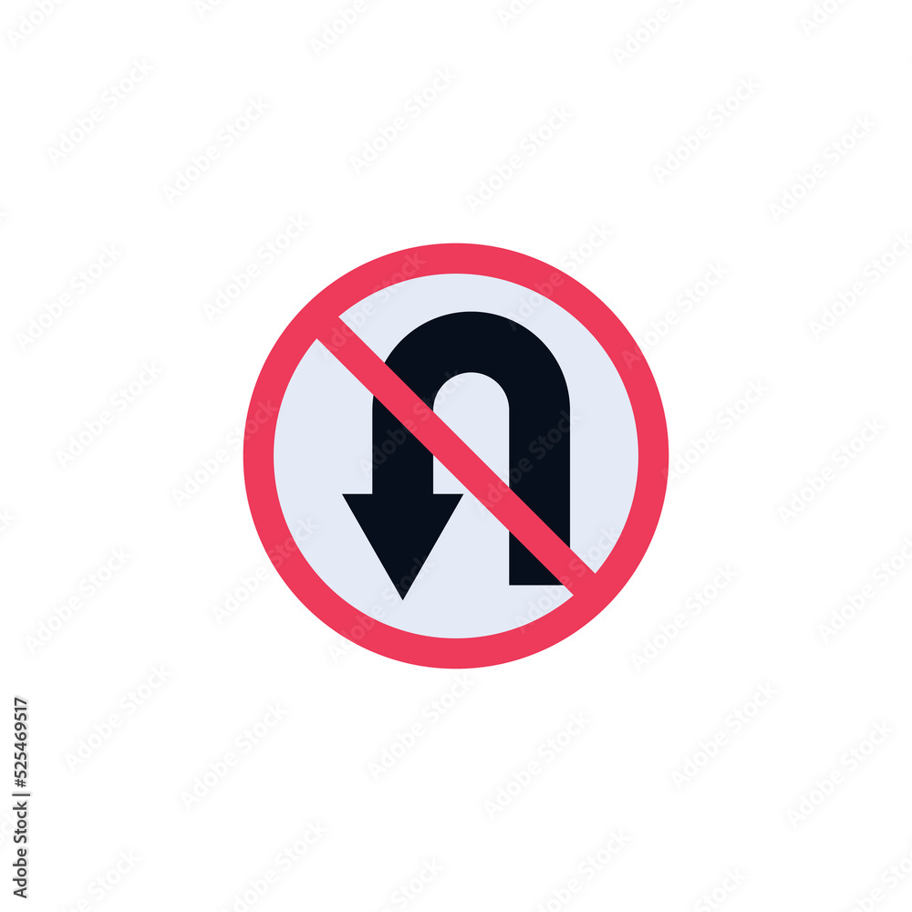 No u-turn road sign flat icon No u-turn road sign flat icon