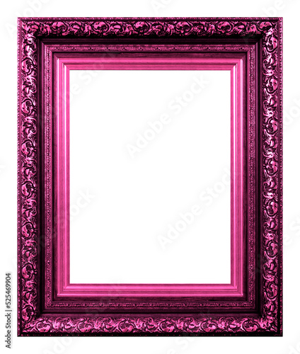 Antique pink frame isolated on the white background