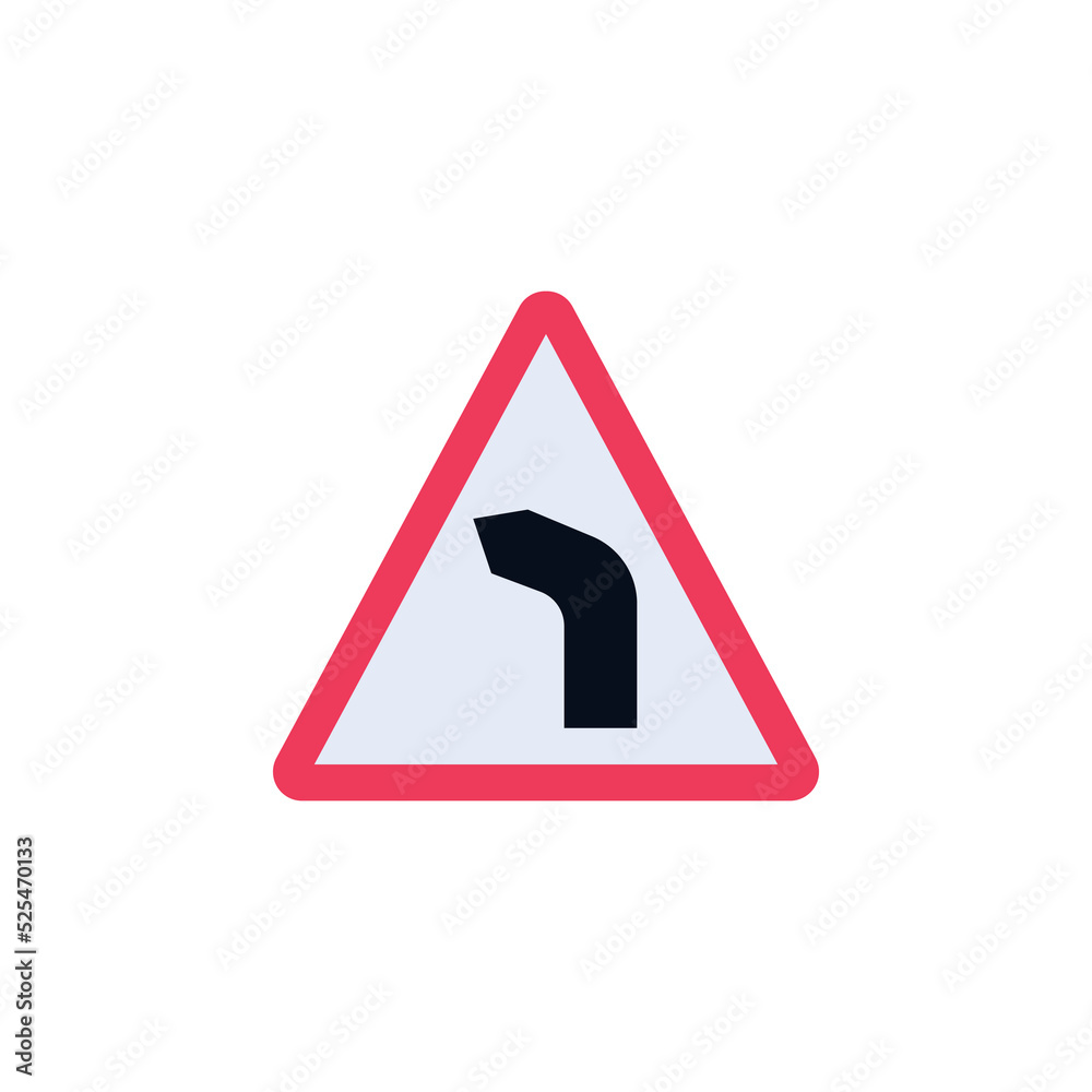 Bend to left road sign sign flat icon Bend to left road sign sign flat icon