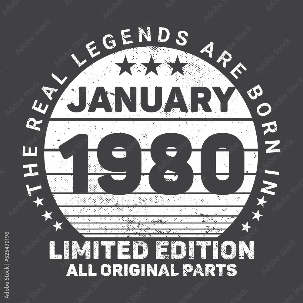 The Real Legends Are Born In January 1980, Birthday gifts for women or men, Vintage birthday shirts for wives or husbands, anniversary T-shirts for sisters or brother